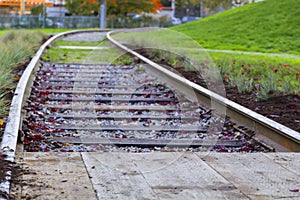 Old rails in yard