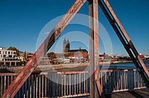 Old Railway Bridge over the Elbe in Magdeburg, Germany