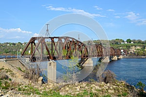 Old railway bridge over the Mississippi River, Dubuque Iowa