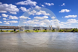 Old railway bridge over Vistula river in Tczew