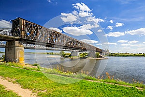 Old railway bridge over Vistula river in Tczew