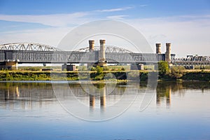 Old railway bridge over Vistula river in Tczew photo