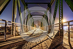 An old railway bridge on which a bicycle path now runs