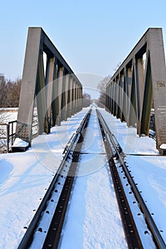Old railway bridge in winter