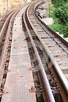 The old railway built during World War II in Kanchanaburi