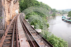 The old railway built during World War II in Kanchanaburi