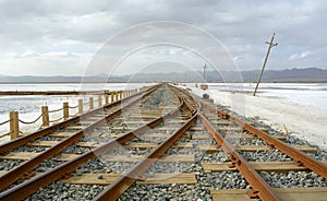 Old Railway in Chaka Salt Lake photo