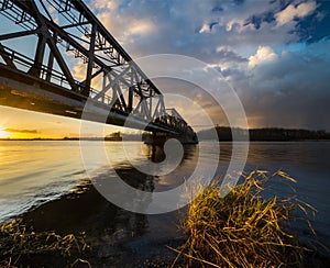 Old railway drawbridge on the Oder River in Szczecin