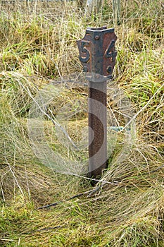 Old Railway gradient post on the Philorth Railway Line