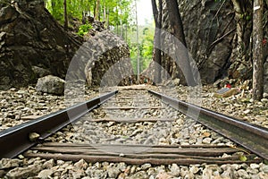 Old railway at the hellfire pass Burma-Thailand