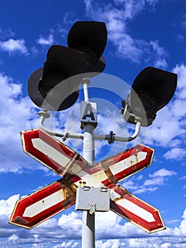 Old railway semaphore against the sky