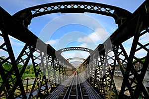 Old railway track bridge known as Victoria Bridge in Perak, Malaysia