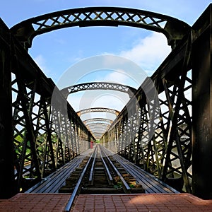 Old railway track bridge known as Victoria Bridge in Perak, Malaysia