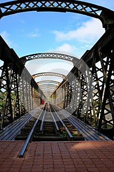 Old railway track bridge known as Victoria Bridge in Perak, Malaysia