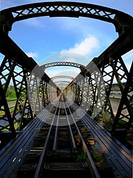 Old railway track bridge known as Victoria Bridge in Perak, Malaysia