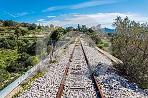 An old railway track at Eleusina in Attica Greece