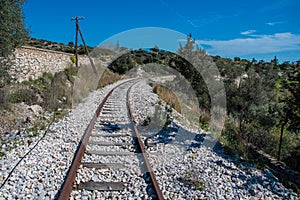 An old railway track at Eleusina in Attica Greece