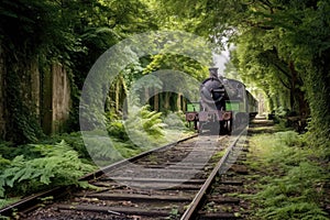 old railway track with a restored steam engine