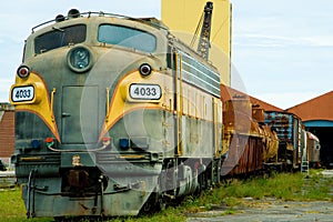 Old railway train and carriages