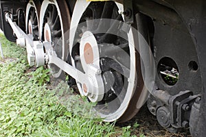 Old Railway wagon`s Wheels closeup