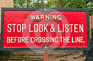 Old Railway warning sign