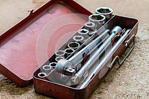 Old ratcheting Socket Wrench Set - in workshop