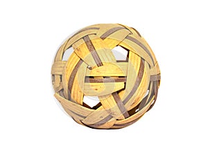 Old rattan ball on white background