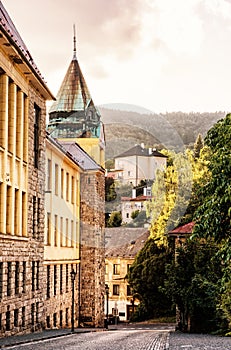 Old real school in mining town Banska Stiavnica