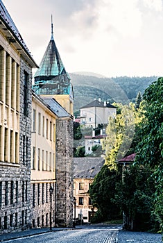 Old real school in mining town Banska Stiavnica