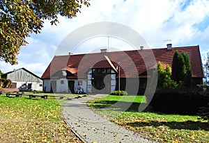 Old rebuild home and path, Lithuania