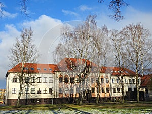 Old rebuild school in Silute town, lithuania