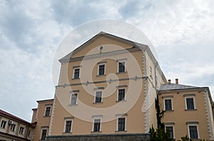 Old reconstructed stronghold the Ternopil Castle situated in the centre on the bank of the city pond, Ukraine