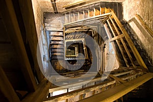 Old rectangular spiral stairways