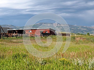 Old red barn on a Colorado prairie