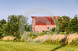 Old red barn on a farm