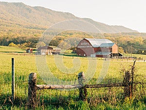 Old red barn on a farm in Luray, Virginia