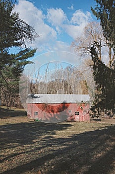 An old red barn in Rhinebeck, in the Hudson Valley, New York