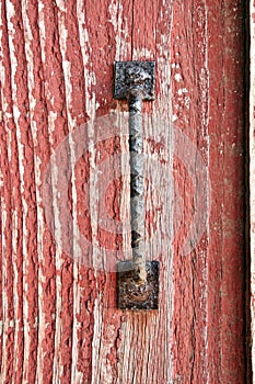 Old Red Barn with rusty handle