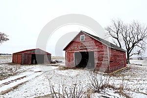Old Red Barn and Shed in Illinois