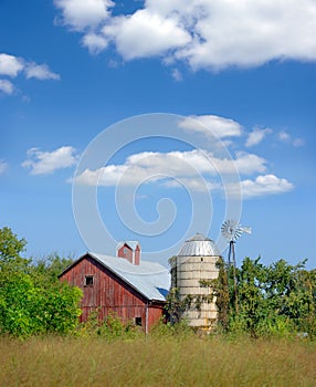 Old Red Barn and Silo