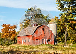 Old Red Barn and Silo