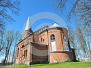 Old red beautiful church, Lithuania