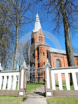 Old red beautiful church, Lithuania