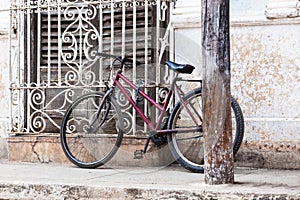 Old red bicycle