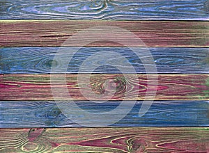 Old red-blue grunge wood planks background