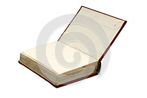 Old red book notepad isolated on white background