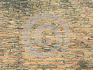 Old red brick block wall texture background