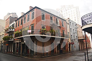 Old red brick building in New Orleans' French Quarter