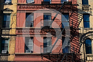Old Red Brick Building on the Upper West Side of New York City with a Fire Escape