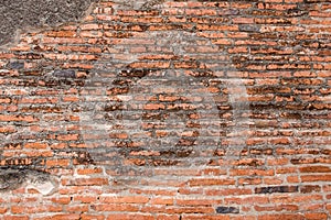 Old red Brick and dry Wall Texture background image. Grunge Red Stonewall Background
